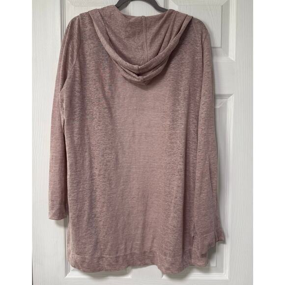 Tahari Women's Mauve100%Linen Hooded Open Front Light Jacket Top Size Large - Picture 11 of 13